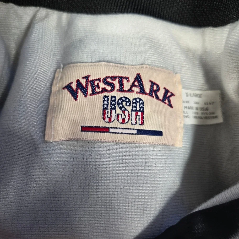 Vintage Summit Racing Westark Satin Bomber Jacket XL Made in USA Nice but Flawed